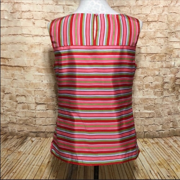 Talbots Silk Spring Candy Striped Blouse - Picture 4 of 8